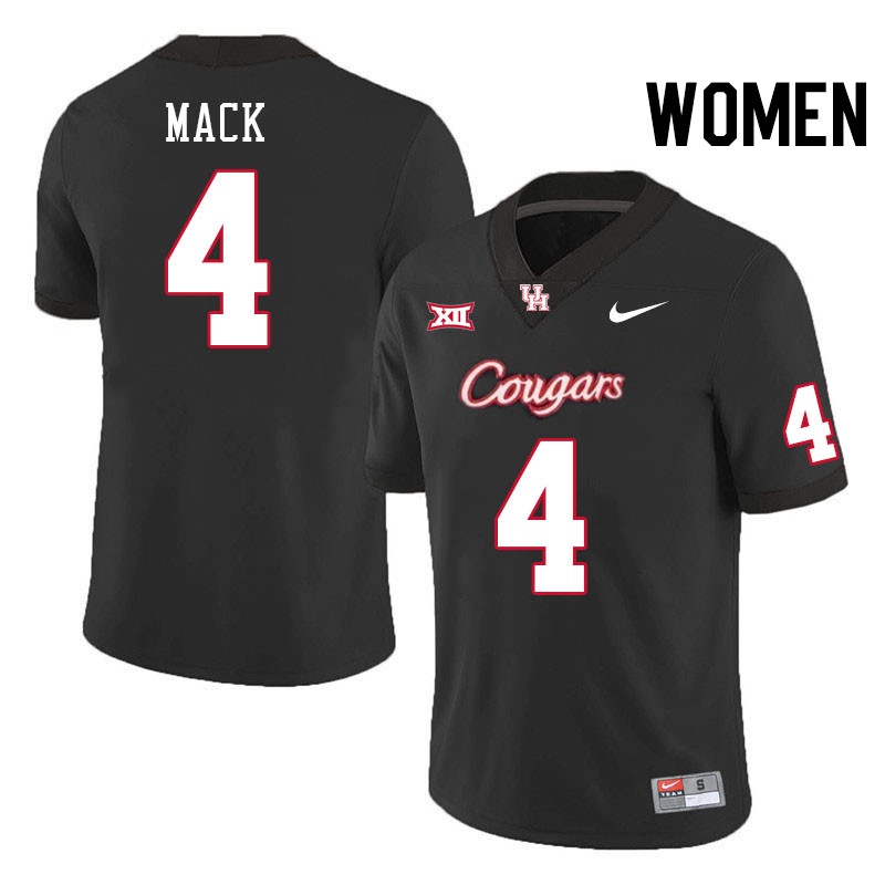 Women #4 Brandon Mack Houston Cougars College Football Jerseys Stitched-Black